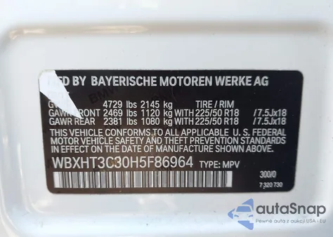 2017 BMW X1 xDrive28I z USA, uszkodzony, nr VIN WBXHT3C30H5F86964